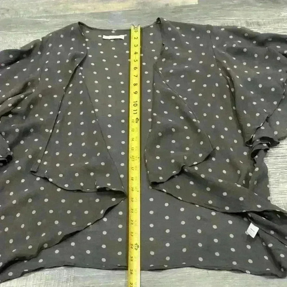HINGE Grey Polka Dot 100% Silk Shawl Womens Sz M/L Lagenlook Cottagecore - Picture 6 of 7